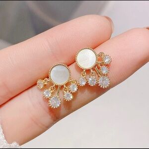 Mirror fringe/tassel earrings 14k gold plated